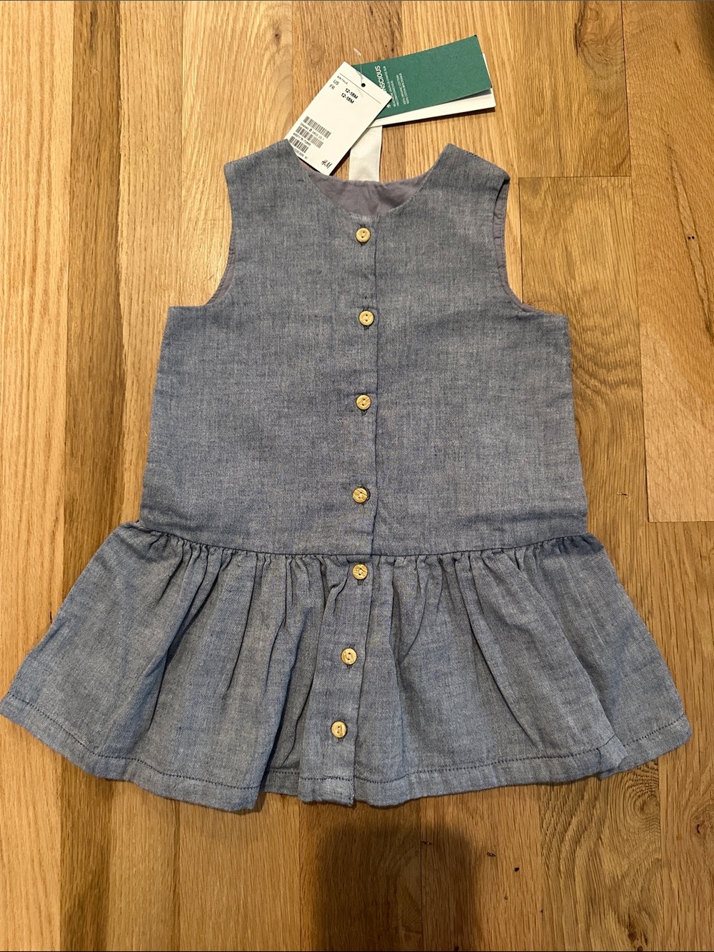 H&M Light Blue Chambray Button-Front Sleeveless Dress